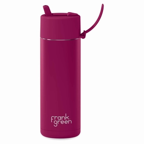595ml 'Berry' Stainless Steel Ceramic Reusable Flip Straw Lid Bottle
