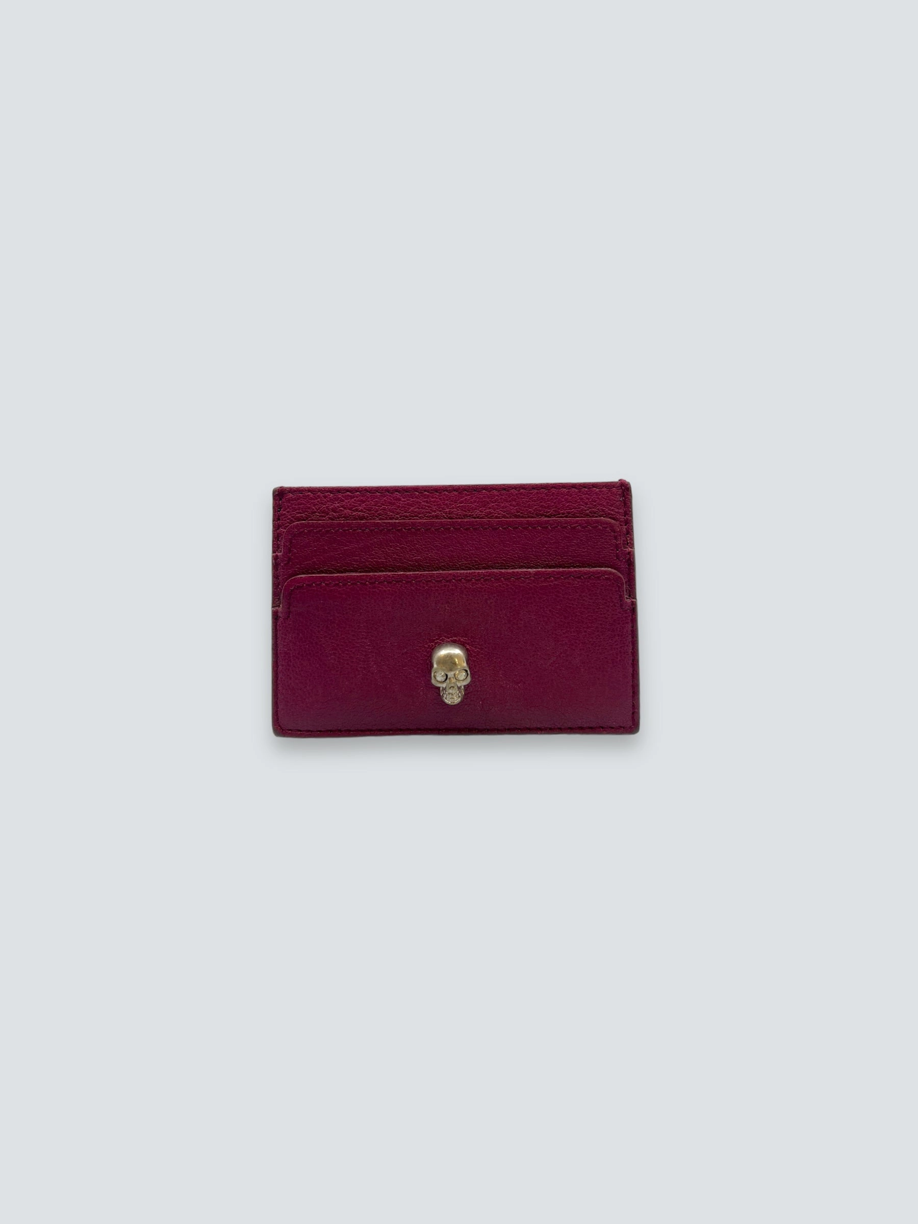 Alexander McQueen Burgundy Leather Cardholder