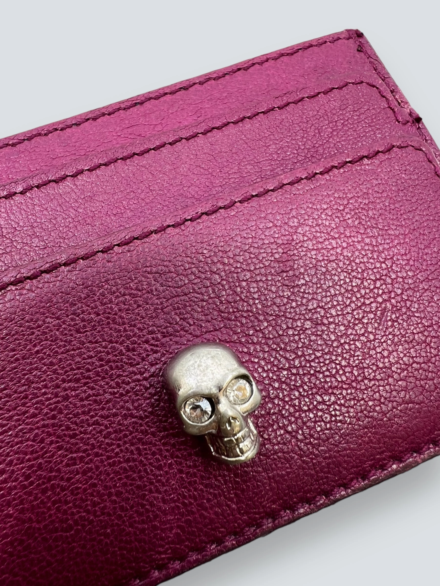 Alexander McQueen Burgundy Leather Cardholder