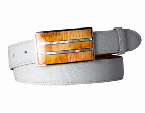 B G Mudd Stripe w/ Spiny Oyster & White MOP One Piece Buckle 1.5