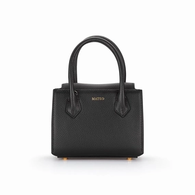 Black Pebbled Leather Diana Bag