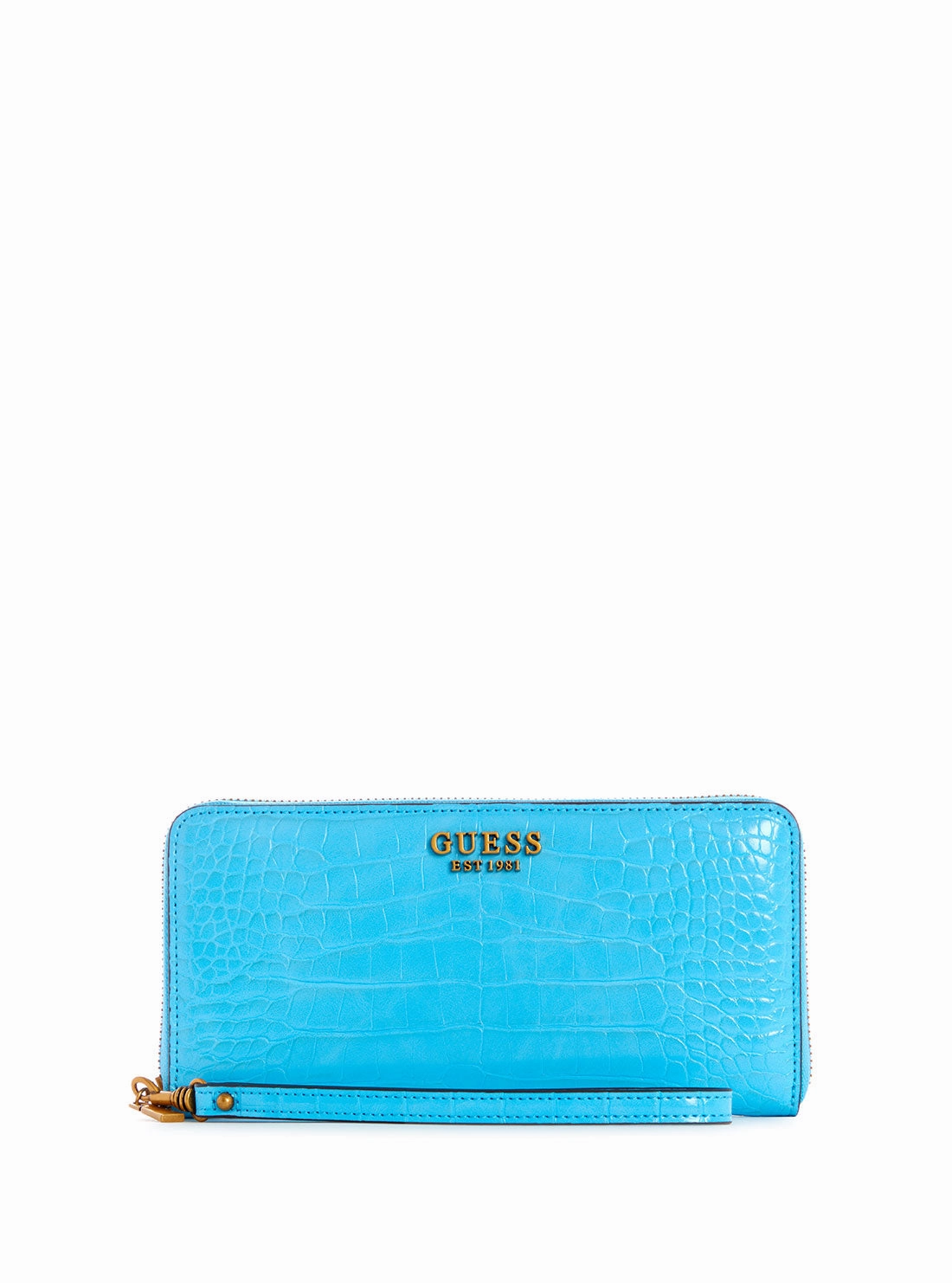 Blue Laurel Croco Large Wallet