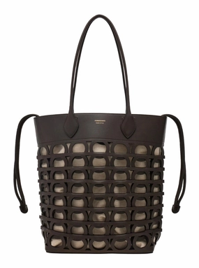 Brown Tote Bag With Cut-Out
