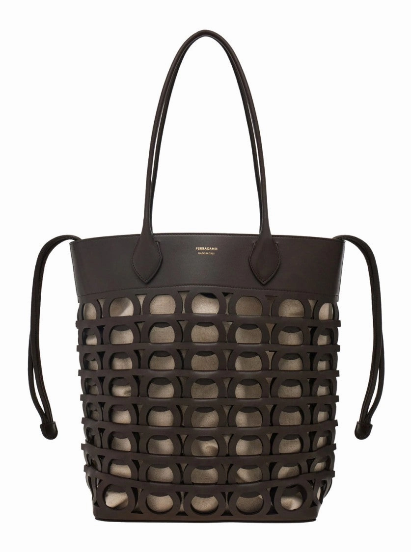 Brown Tote Bag With Cut-Out