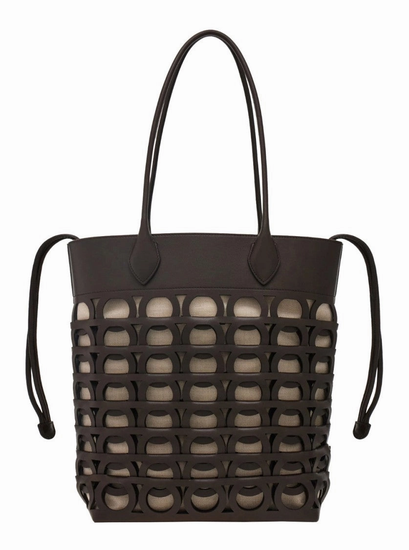 Brown Tote Bag With Cut-Out