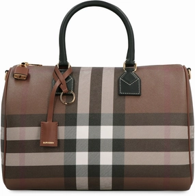 Burberry Checked Zipped Boston Bag