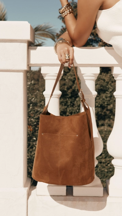Cali Shoulder Bag - Tan Suede