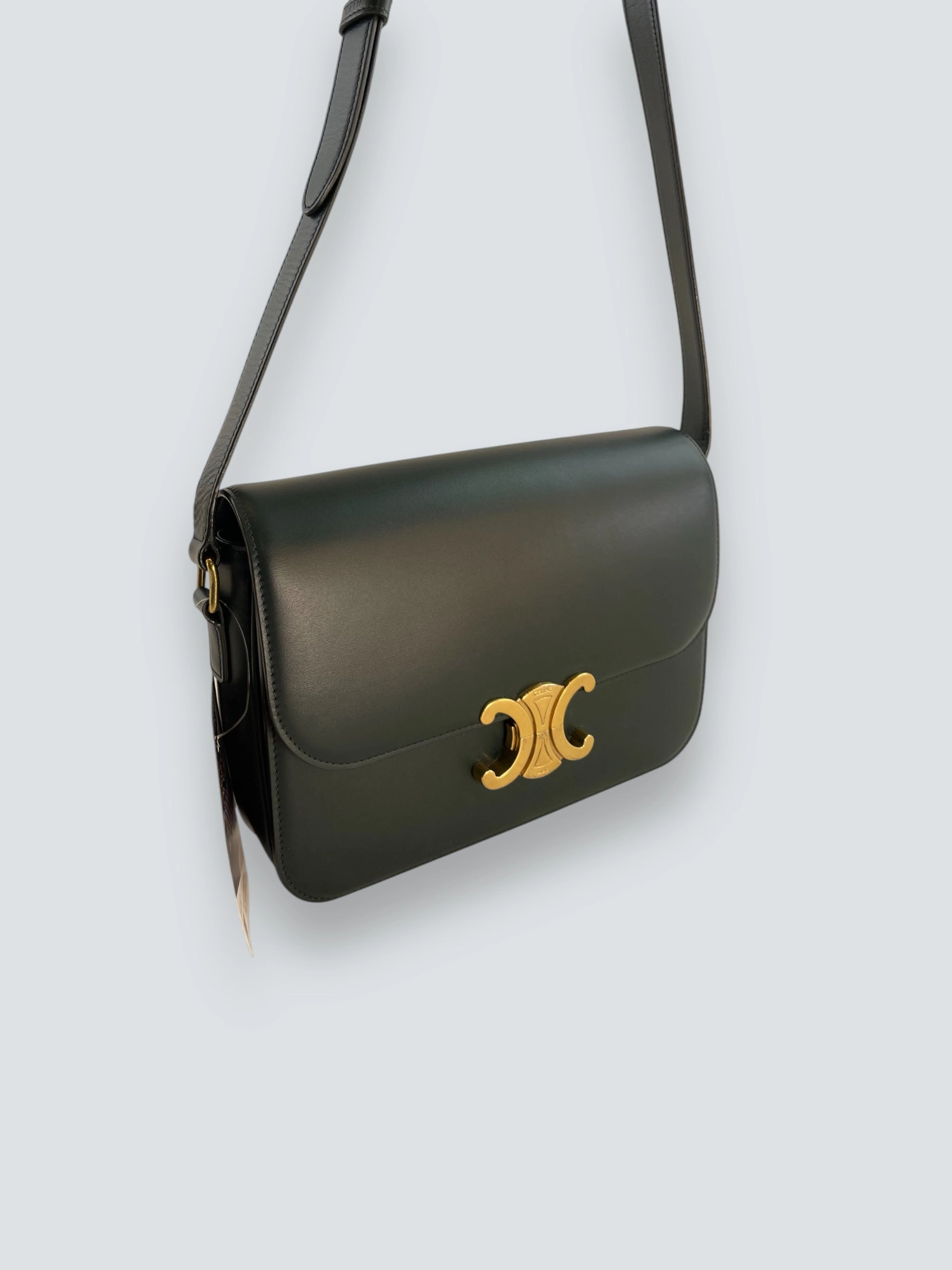 Celine Green Calf Leather Medium Triomphe Crossbody