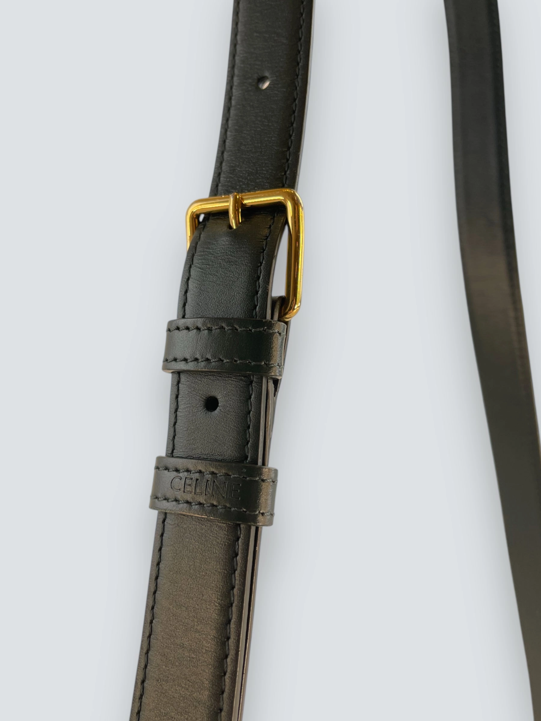 Celine Green Calf Leather Medium Triomphe Crossbody