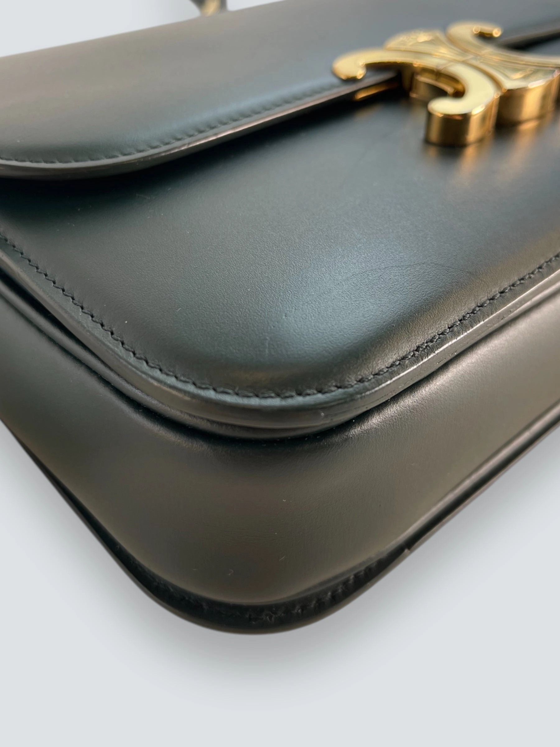 Celine Green Calf Leather Medium Triomphe Crossbody
