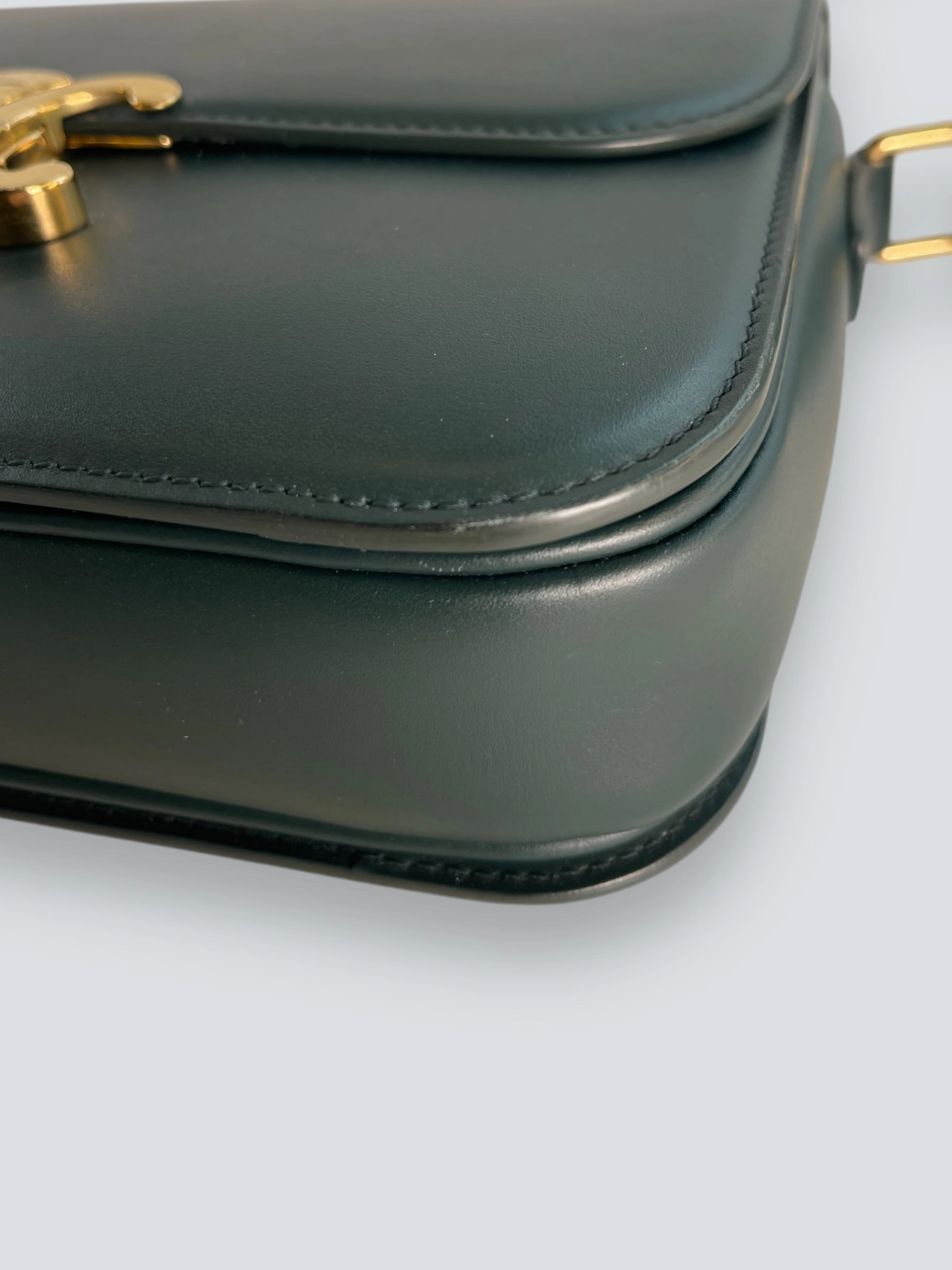 Celine Green Calf Leather Medium Triomphe Crossbody