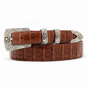 Chacon Aztec Fine Engraved w/ 14K Gold Star Buckle Set 1.0