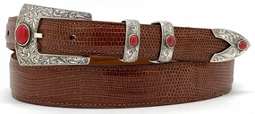 Chacon Aztec Fine Engraved w/ Faux Coral Buckle Set 1.0