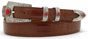 Chacon Aztec Fine Engraved w/ Faux Coral Buckle Set 1.0
