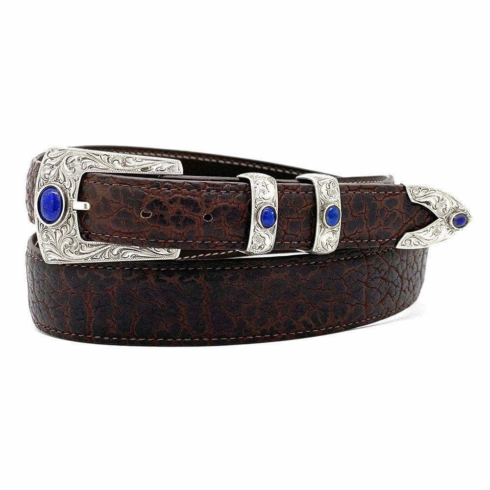 Chacon Aztec Fine Engraved w/ Lapis Buckle Set 1.0