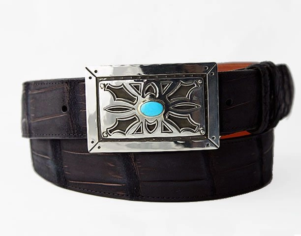 Chacon Filigree w/ Turquoise One Piece Buckle 1.5