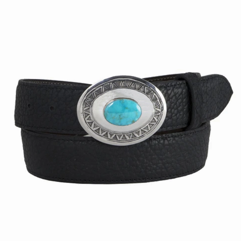 Chacon Oval w Turquoise One Piece Buckle 1.25