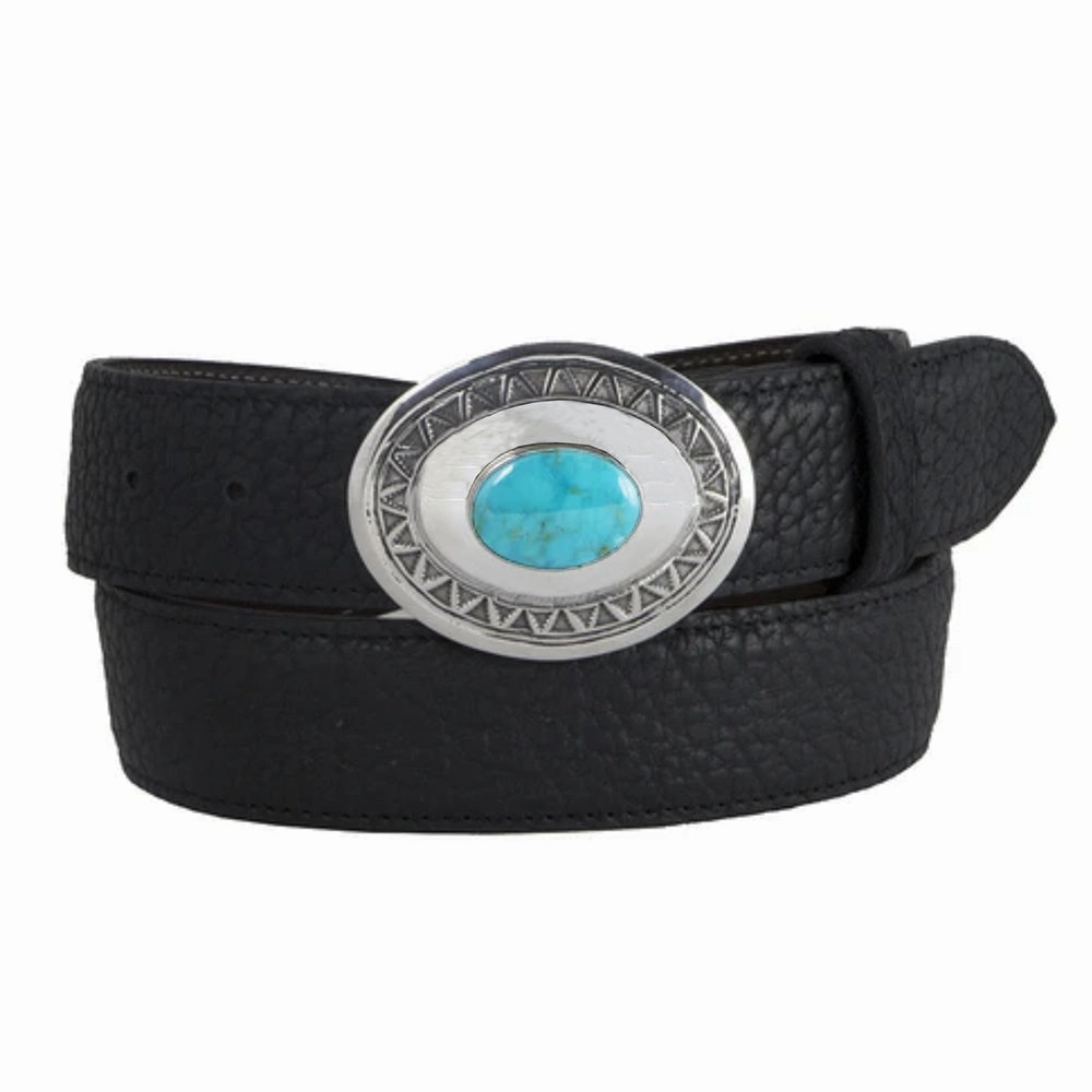 Chacon Oval w Turquoise One Piece Buckle 1.25
