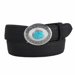 Chacon Oval w Turquoise One Piece Buckle 1.25