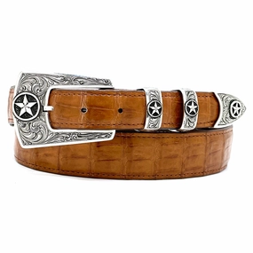 Chacon Pagosa Fine Engraved w/ Silver Star Buckle Set 1.0