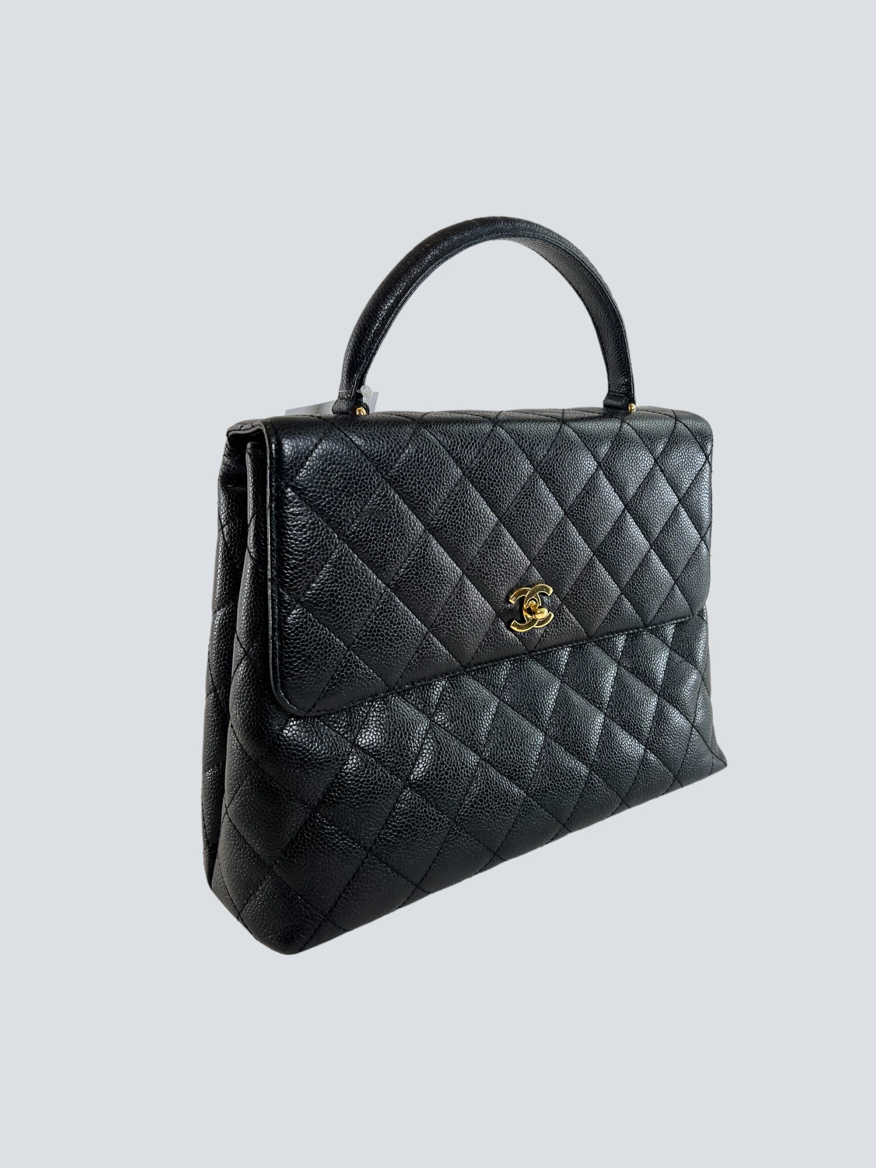 Chanel Black Caviar Leather Kelly Handbag
