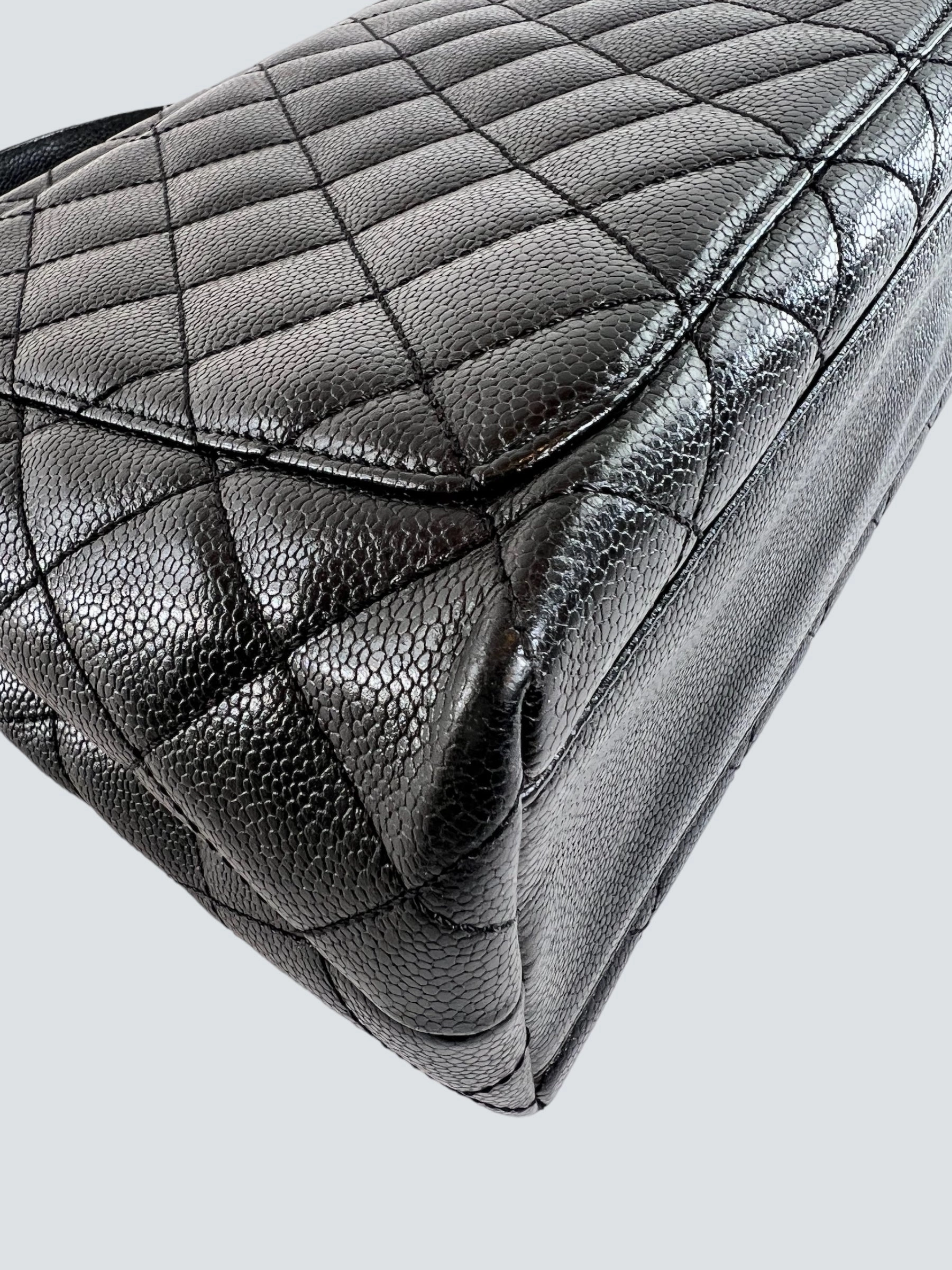 Chanel Black Caviar Leather Kelly Handbag