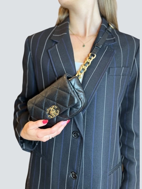 Chanel Black Lambskin Leather 19 Bum Bag