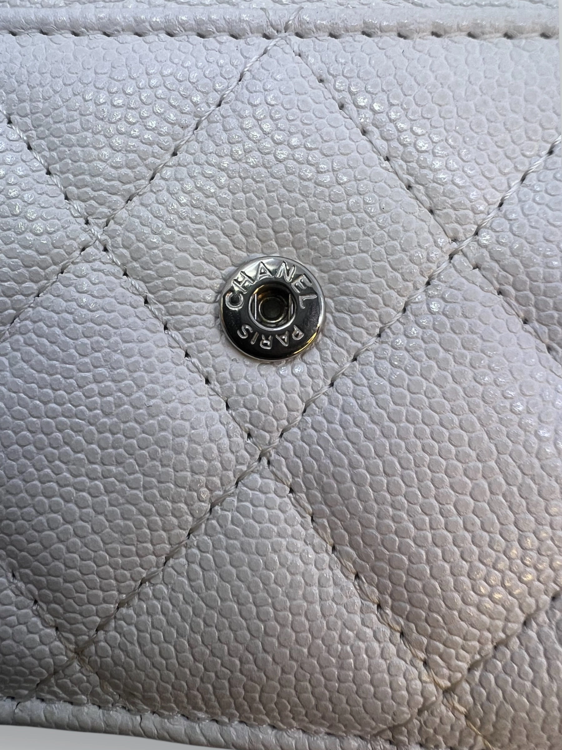 Chanel White Caviar Leather Cambon Wallet