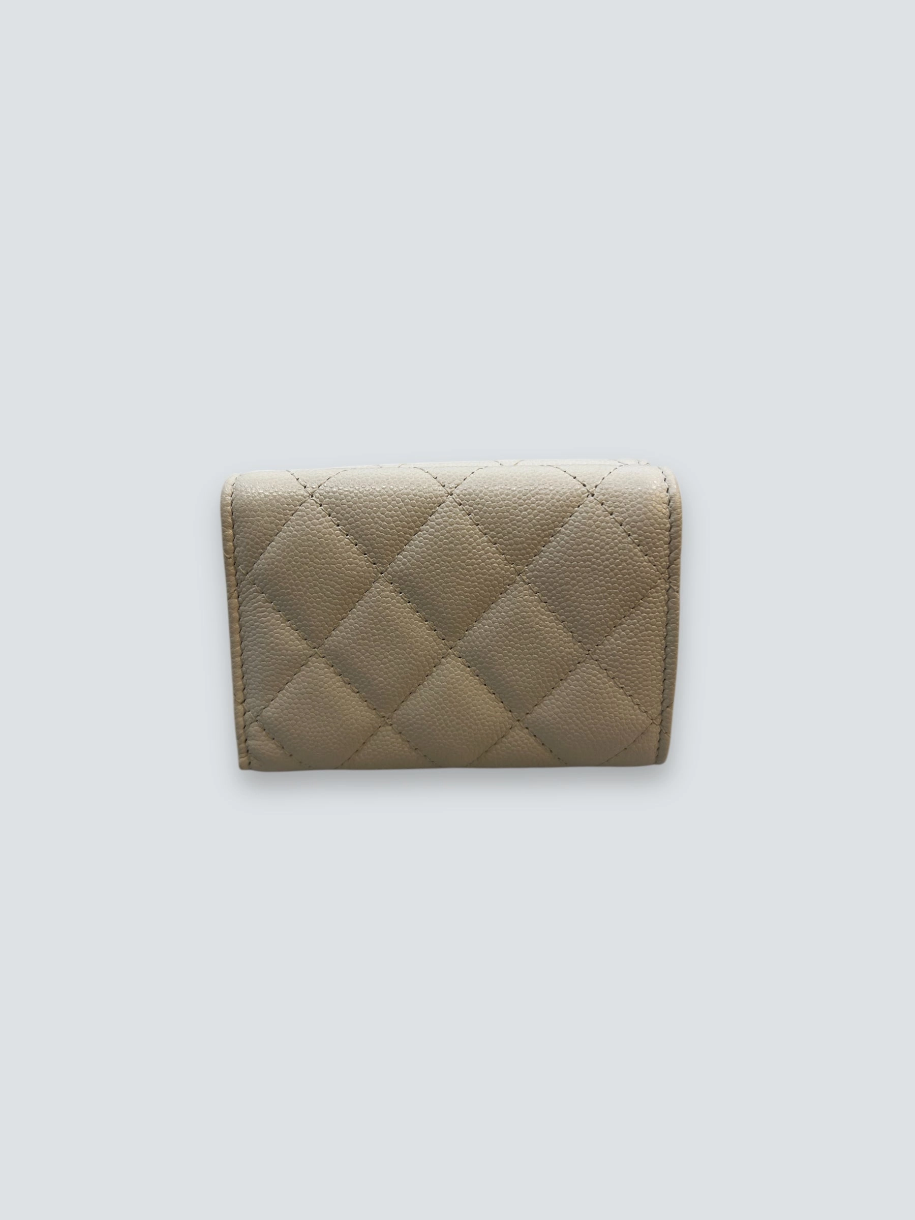 Chanel White Caviar Leather Cambon Wallet