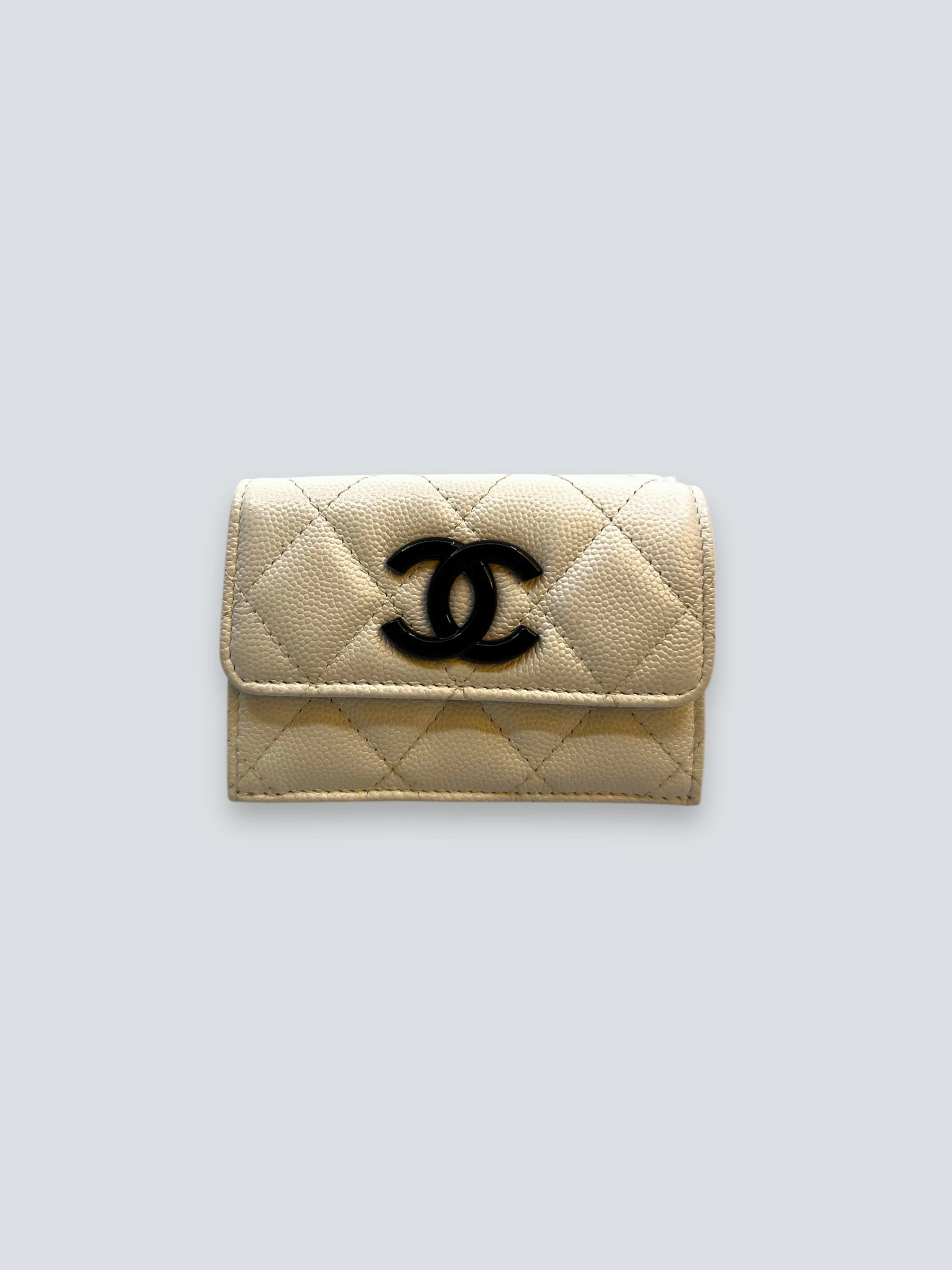 Chanel White Caviar Leather Cambon Wallet