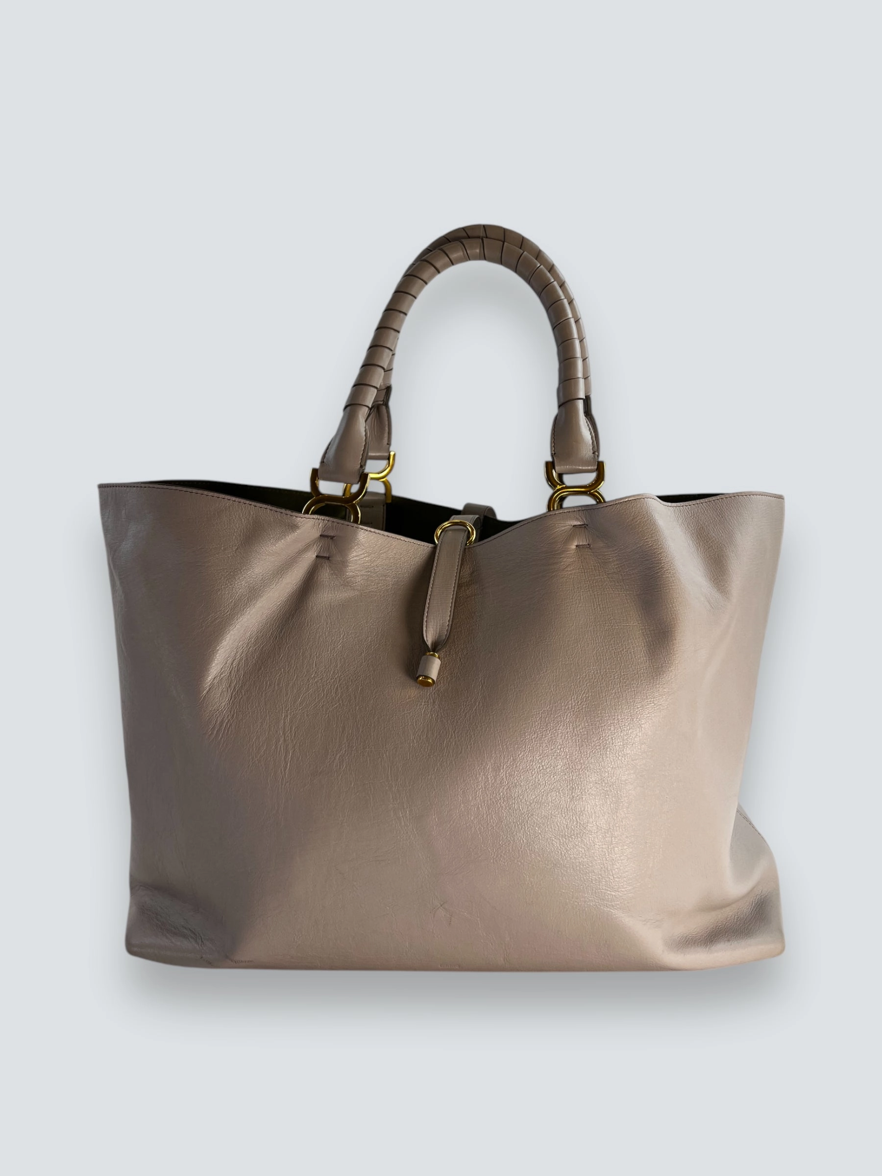 Chloe Taupe Leather Large Marcie Tote