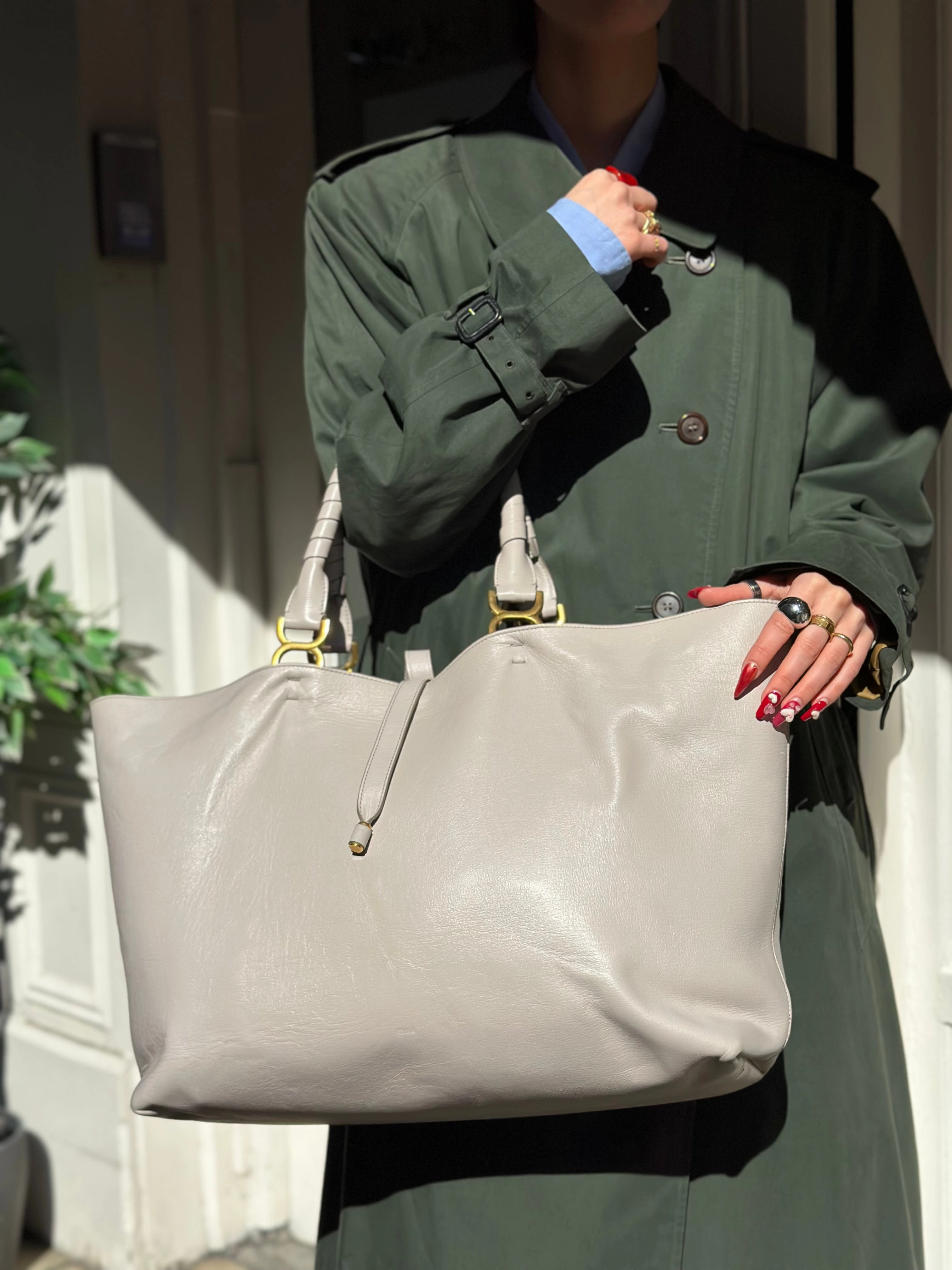 Chloe Taupe Leather Large Marcie Tote