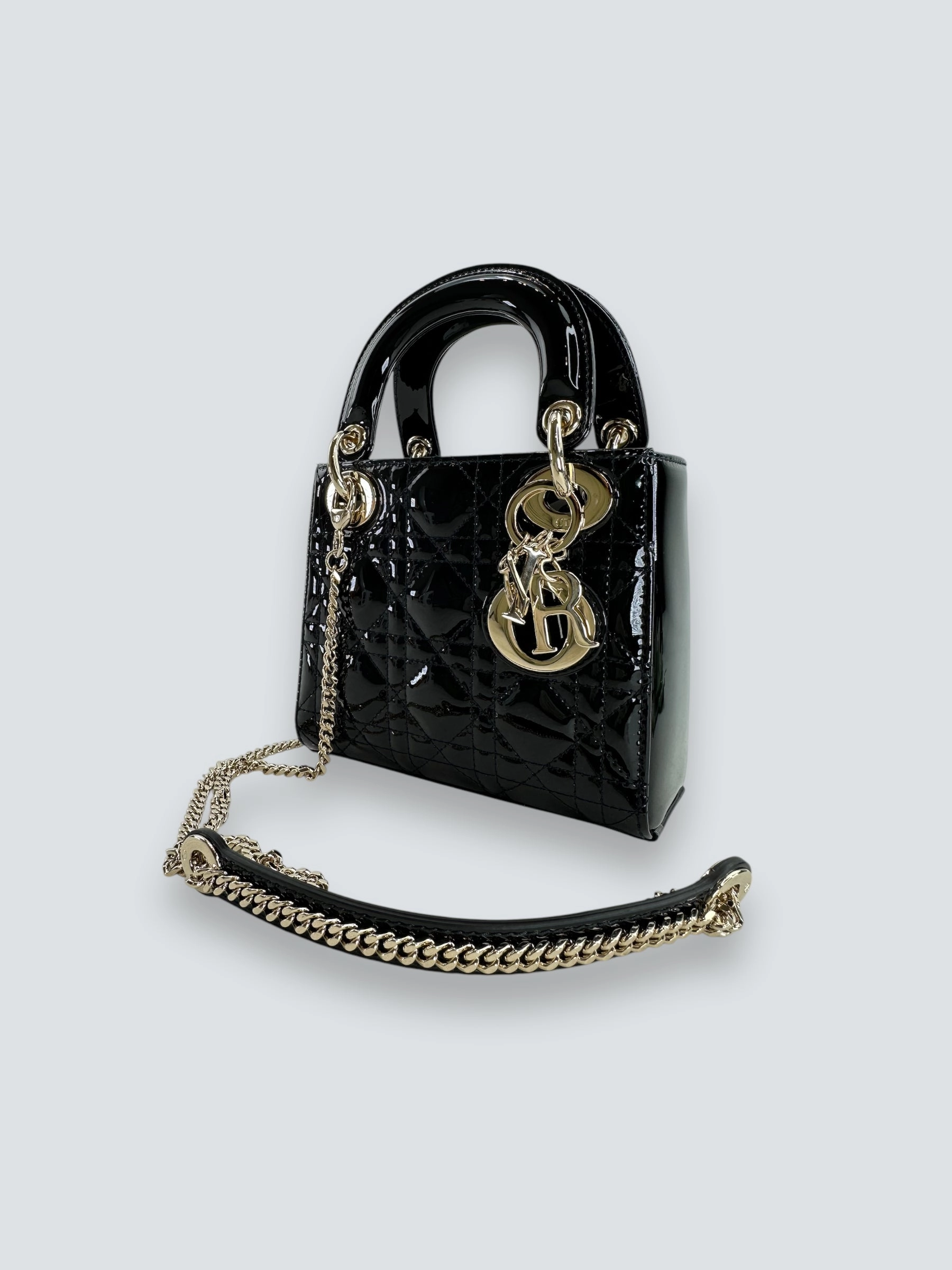 Christian Dior Black Patent Leather Mini Lady Dior