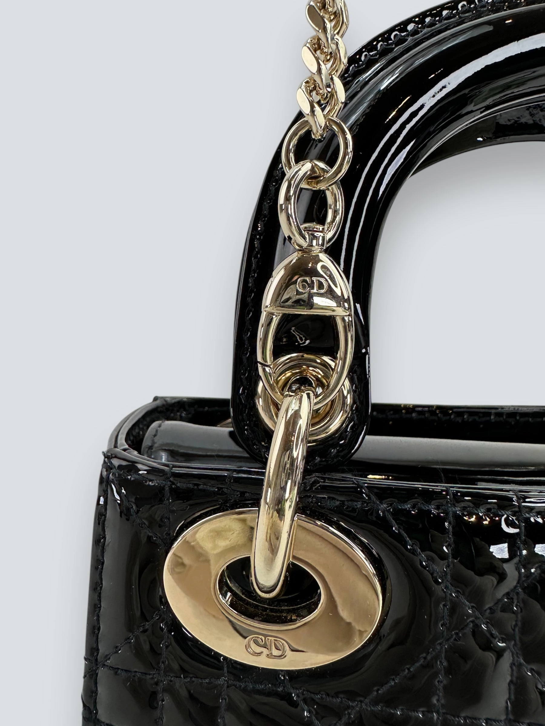 Christian Dior Black Patent Leather Mini Lady Dior