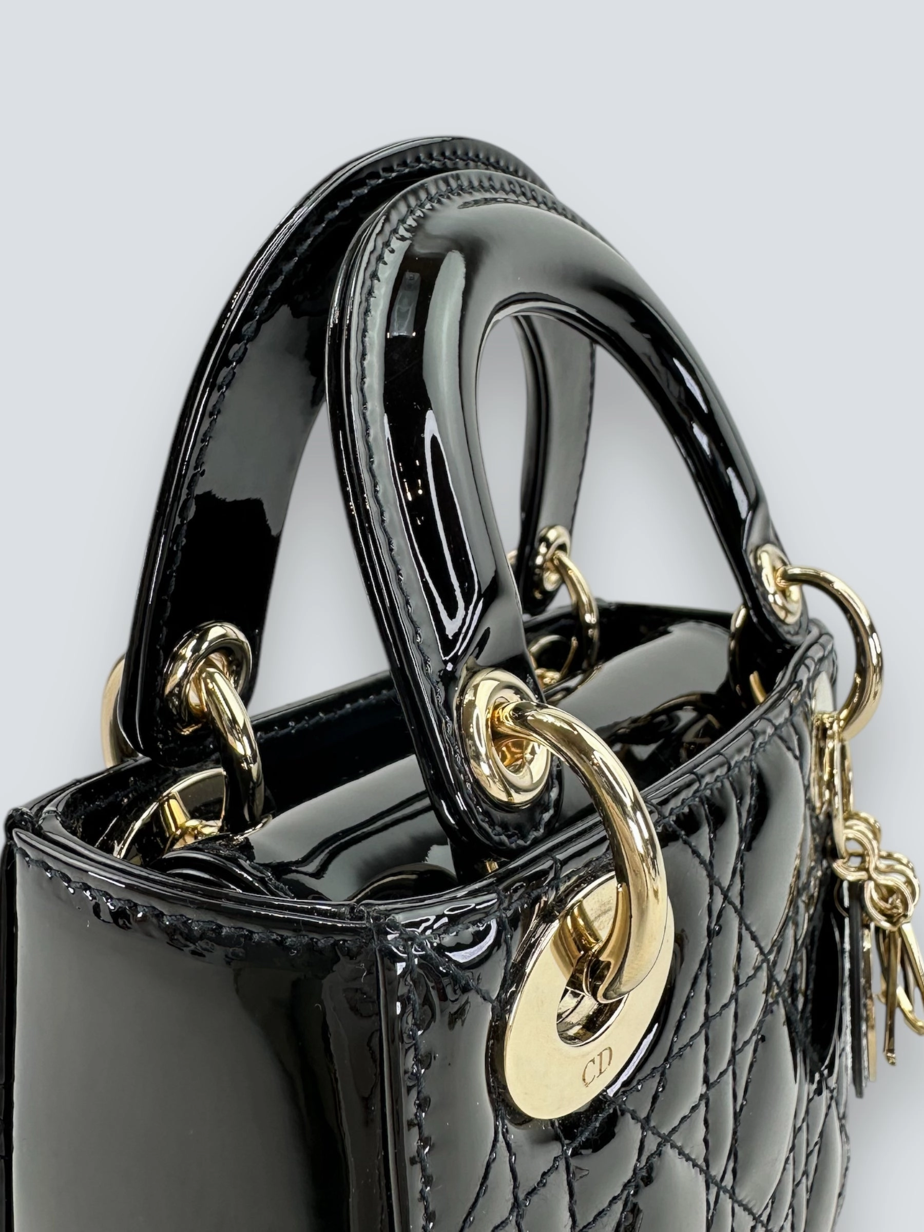 Christian Dior Black Patent Leather Mini Lady Dior
