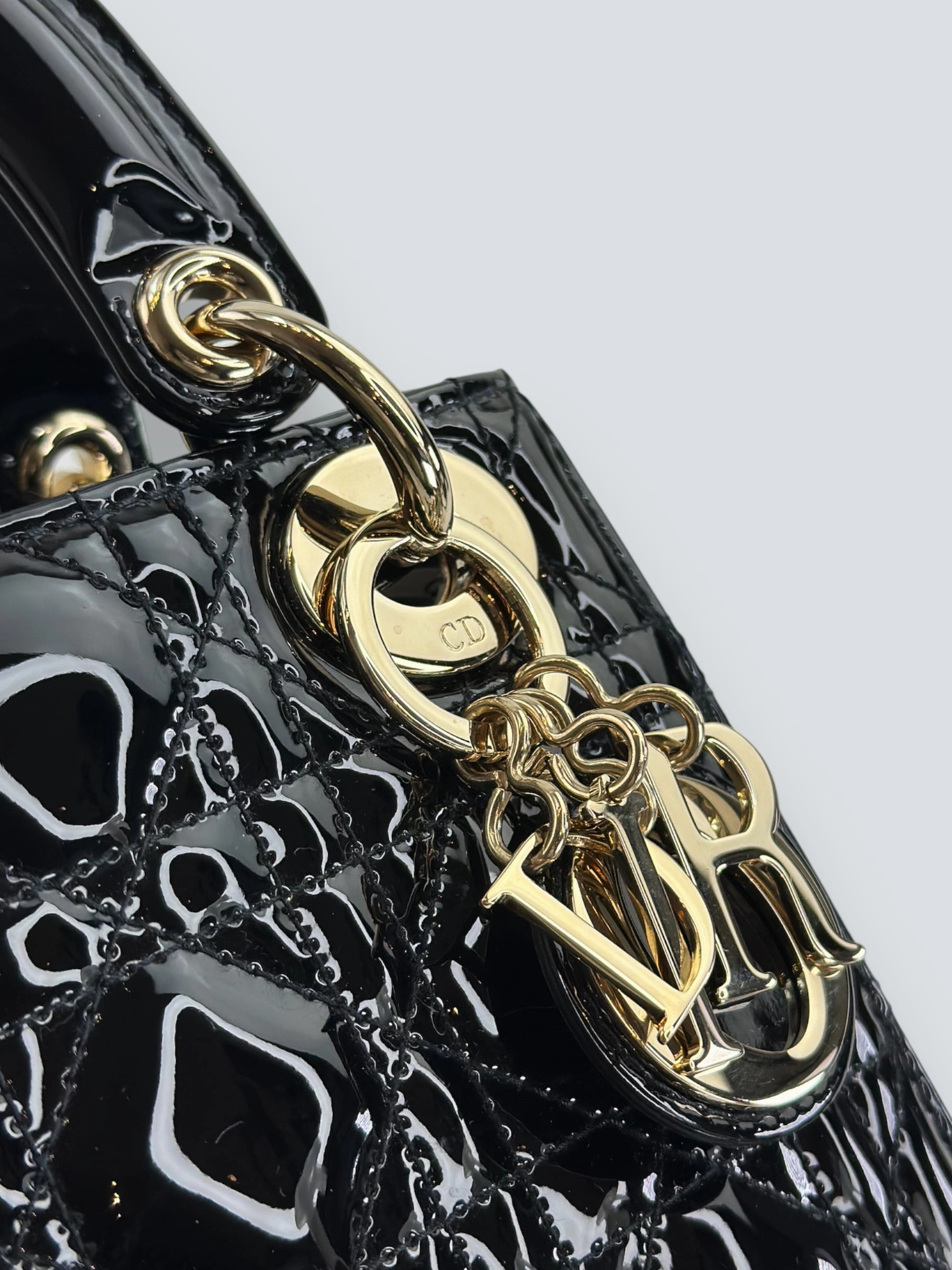 Christian Dior Black Patent Leather Mini Lady Dior