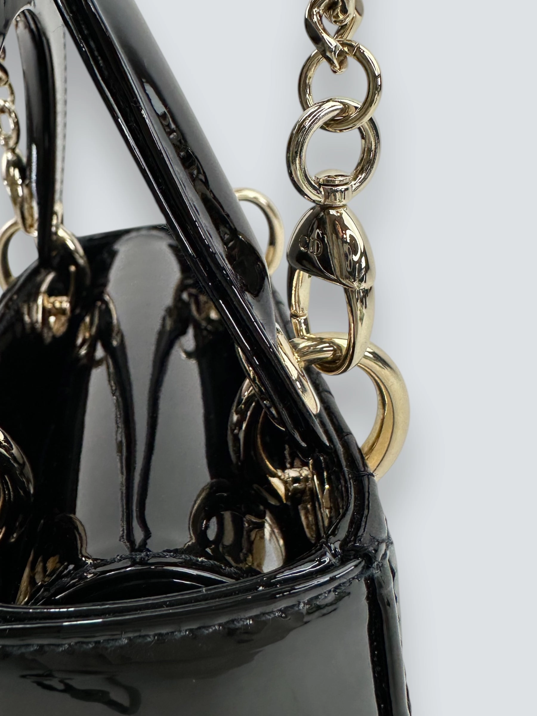 Christian Dior Black Patent Leather Mini Lady Dior