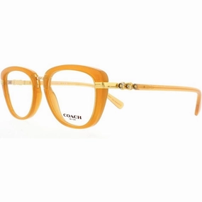 Coach Women's Eyeglasses - Amber Gold Plastic Cat Eye Full Rim Frame | 0HC6106B 5455