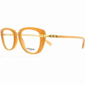 Coach Women's Eyeglasses - Amber Gold Plastic Cat Eye Full Rim Frame | 0HC6106B 5455