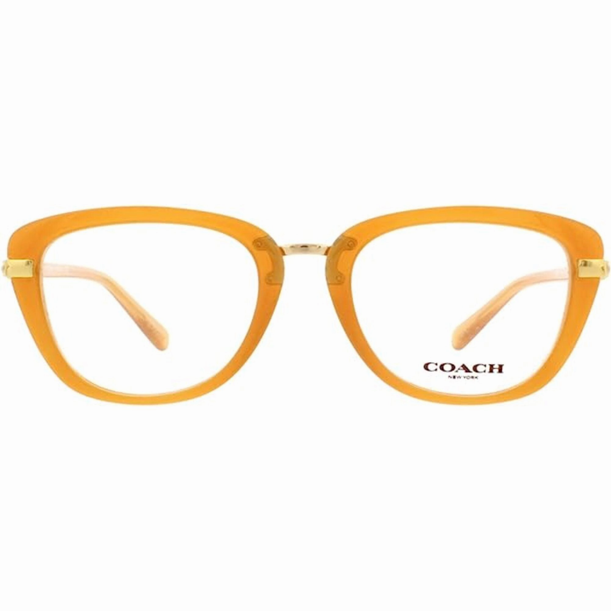 Coach Women's Eyeglasses - Amber Gold Plastic Cat Eye Full Rim Frame | 0HC6106B 5455