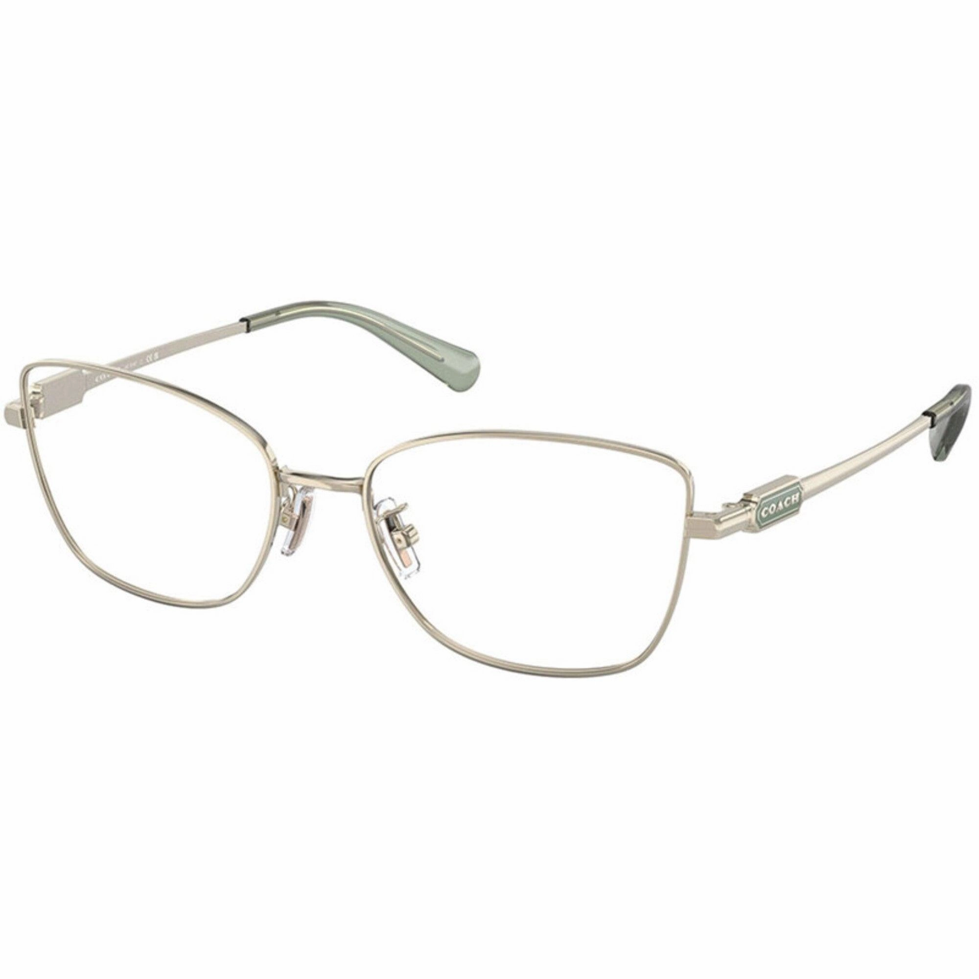 Coach Women's Eyeglasses - Shiny Light Gold Metal Cat Eye Frame Demo Lens | 5147 9425