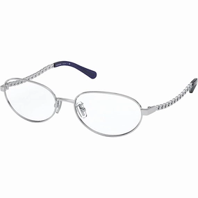 Coach Women's Eyeglasses - Silver Metal Oval Frame Demo Lens | COACH 0HC5114 9359
