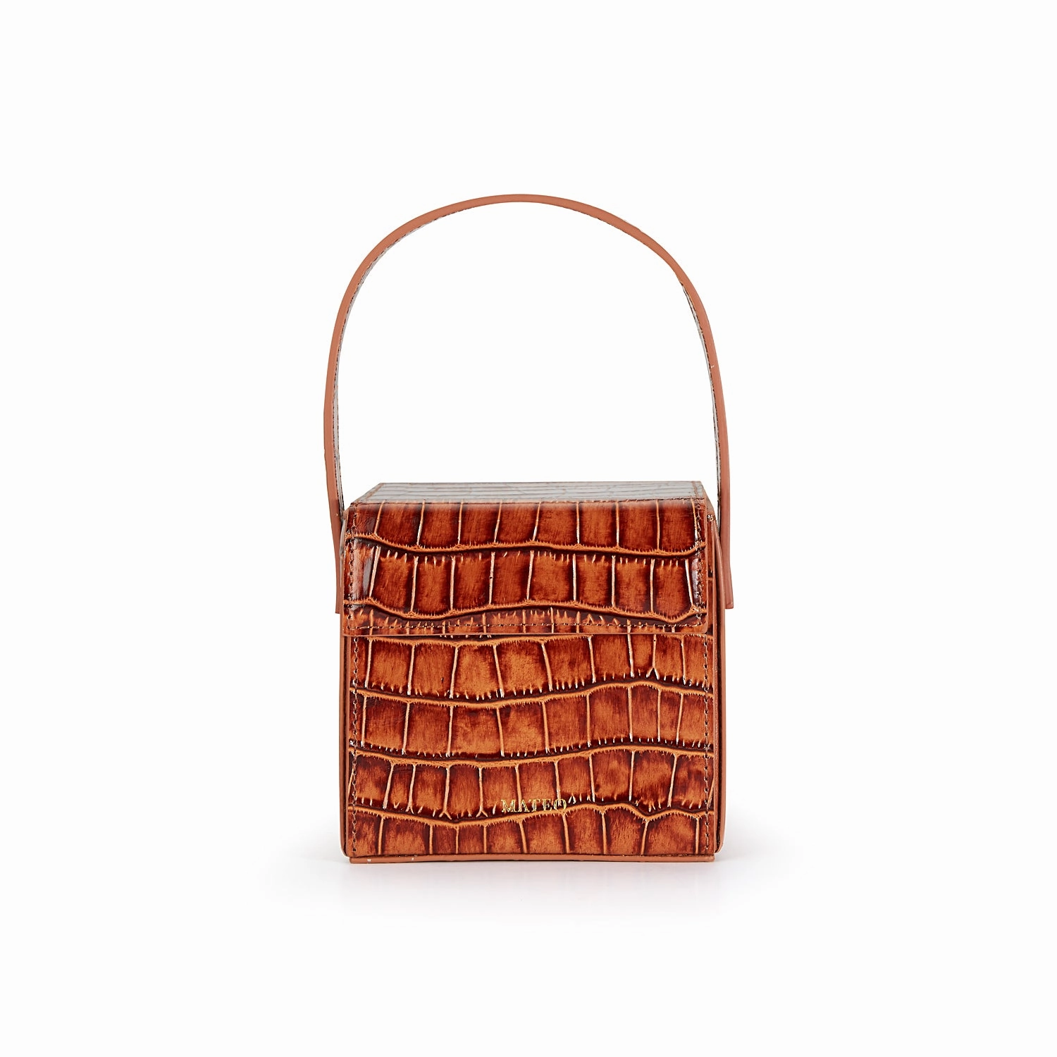 Cognac Croc Catherine Box Bag
