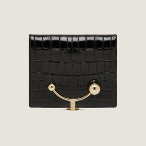 Crescent Wallet - Croc-Embossed Leather Black
