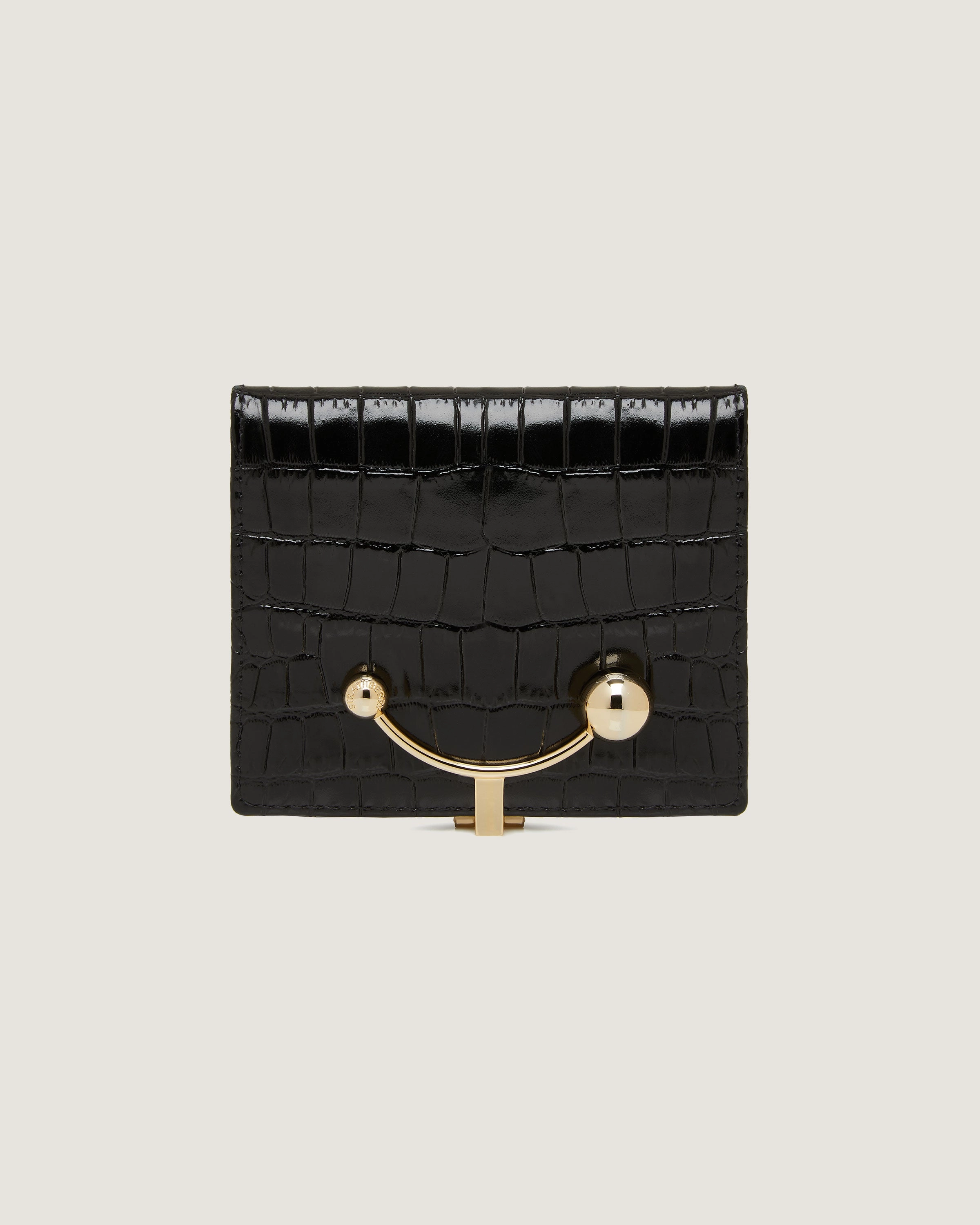 Crescent Wallet - Croc-Embossed Leather Black