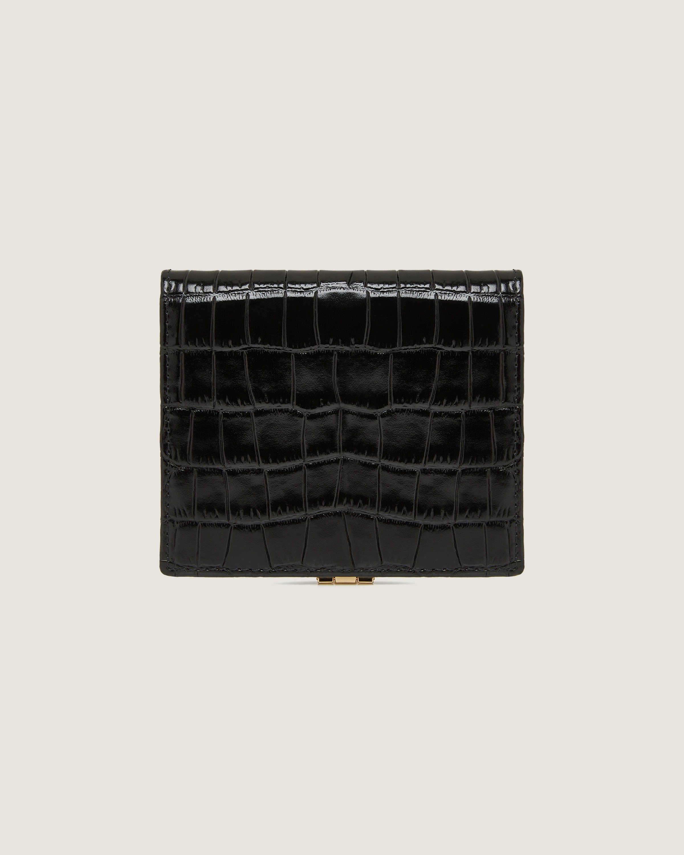 Crescent Wallet - Croc-Embossed Leather Black