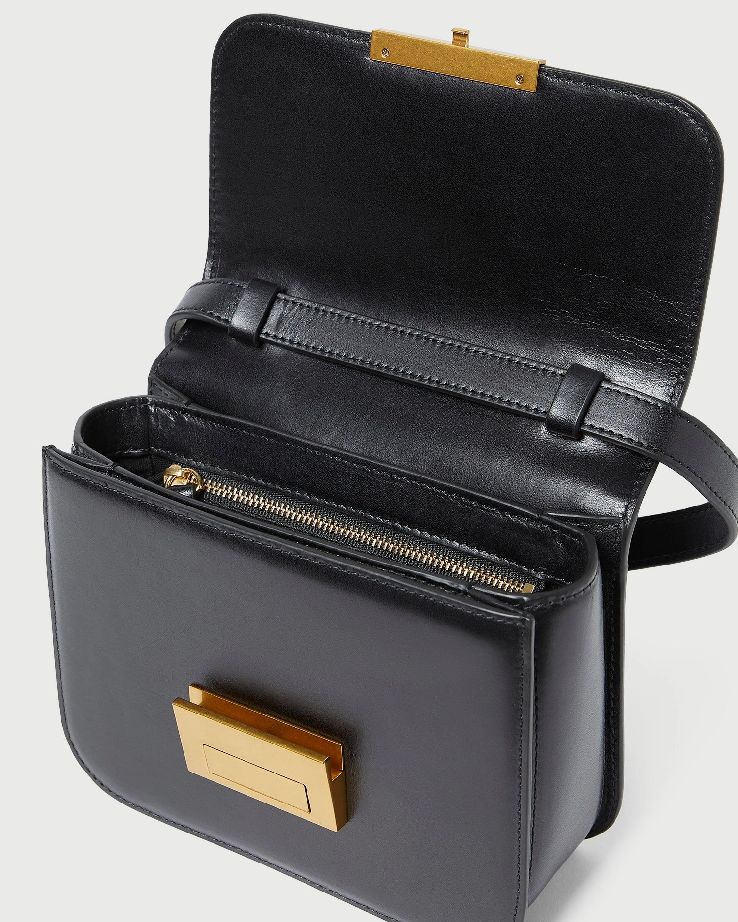 Desi Black Leather Crossbody