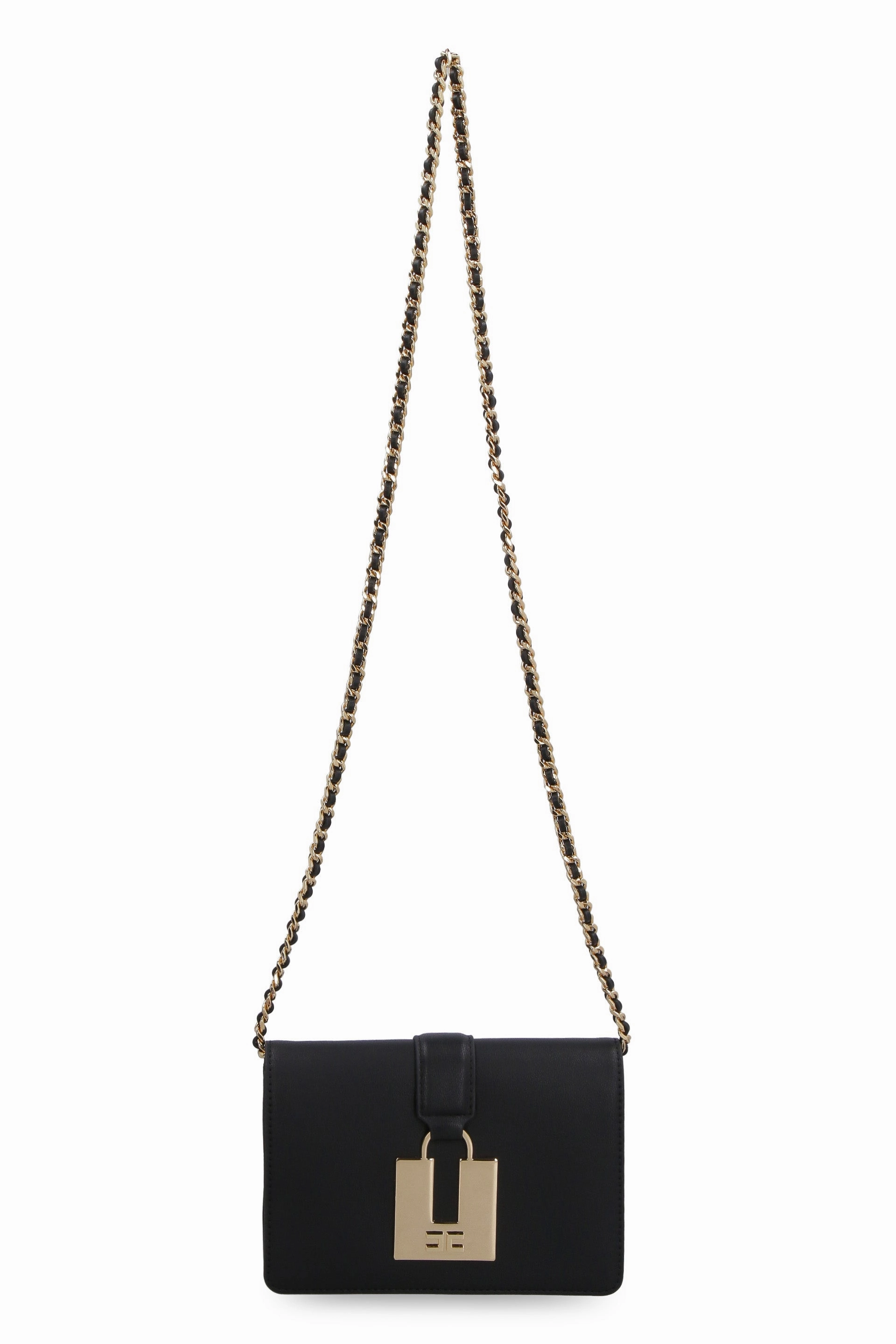 Elisabetta Franchi Logo Plaque Chain-Detailed Shoulder Bag