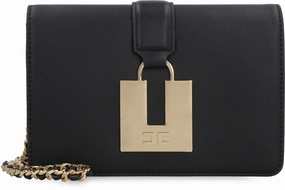 Elisabetta Franchi Logo Plaque Chain-Detailed Shoulder Bag