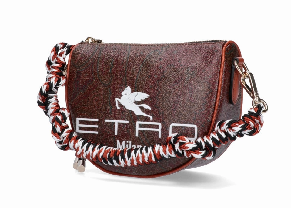 Etro Paisley Printed Logo Embossed Shoulder Bag